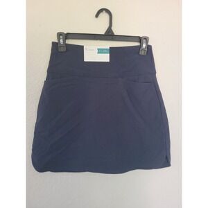 Lady Hagen‎ Womens XS Dark Navy Blue 17" Tummy Control Pull On Skort Skirt #19